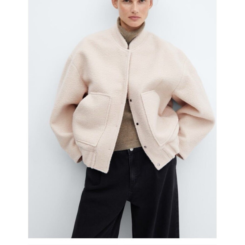 Mango Oversized bomber jacket beige SZ S